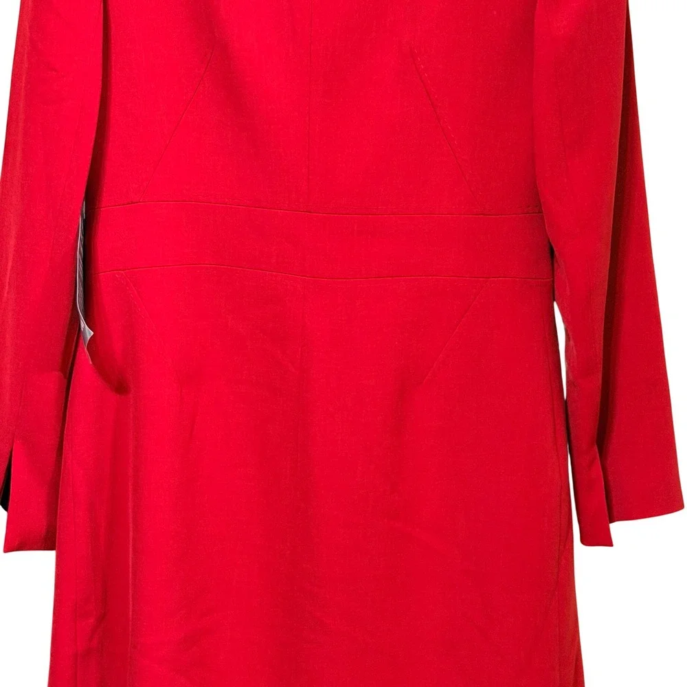 Kasper Womens Red 2 Piece Skirt Suit Set Longline Blazer Pencil Skirt Size 4 NWT